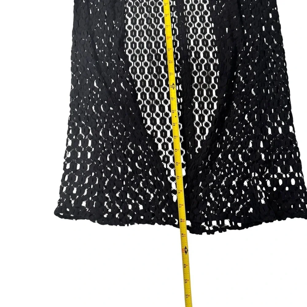 Roxy Black Crochet Knit Maxi Dress Cover Up Sheer Beach Vacation‎ Y2K Whimsygoth